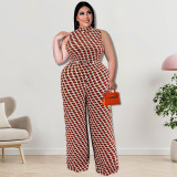 Summer 2022 Plus Size Wide Stand Collar Tank Top Jumpsuit