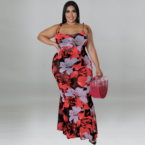 2022 summer plus size sexy suspenders hips backless dress