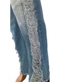 Spring/Summer Plus Size Casual Pack Hip Micro Flare Ripped Long Jeans