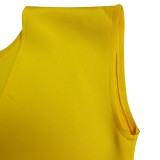 2022 summer solid color pleated ruffled slit bag hip OL dress