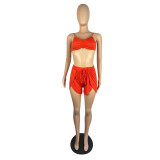2022 summer sexy suspenders  navel-petal shorts pajamas two-piece set