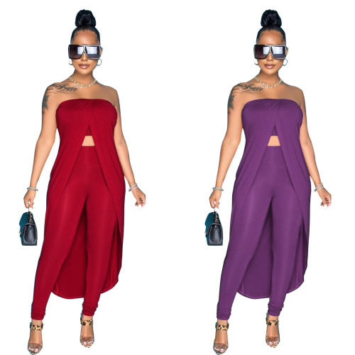 Sexy wrap chest cape trousers two-piece set