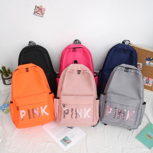 PINK Backpack Sequin Laser Student Bag