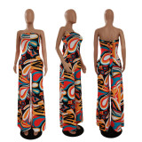 2022 Summer Colorful Print Casual Loose Jumpsuit (with Pockets)