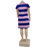 2022 summer plus size striped casual dress