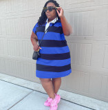 2022 summer plus size striped casual dress