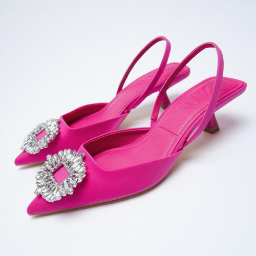 2022 summer rhinestone buckle wedding shoes pointed toe stiletto heels sandals