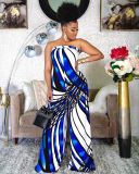 2022 summer plus size tube top Backless printed wide leg jumpsuit