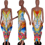 Summer  Printed Loose Sling Pocket Dress