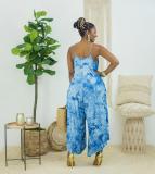 Summer and autumn temperament tie-dye printing loose jumpsuit