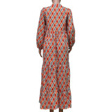 Summer 2022 Short Sleeve Mid Length Boho Print Dress