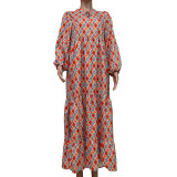 Summer 2022 Short Sleeve Mid Length Boho Print Dress