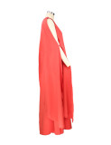 2022 Summer Temperament Solid Color French Loose One-shoulder Long Dress