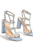 2022 large size square toe high heel sandals