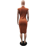 2022 Summer V-Neck Solid Color Sleeveless Dress