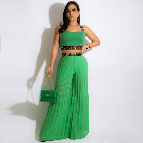 2022 Sexy Casual Wide Leg Pants Two Piece Set