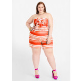 Summer 2022 Plus Size Striped Bow Strapless Jumpsuit