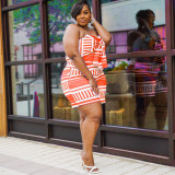 Summer 2022 Plus Size Striped Bow Strapless Jumpsuit