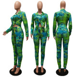 2022 Spring and Autumn Printed Multicolor Long Sleeve Shirts and Trousers Casual Two-piece Set