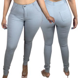 Sexy personality washed slim fit stretch denim pencil pants