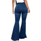 Slim Fit Stretch Elastic Waist Flare Jeans