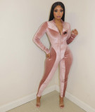 Solid color tight stitched Jumpsuit
