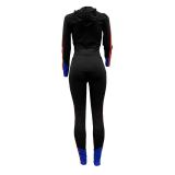 Multi panel casual sports suit hooded suit Two pieces