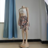 Fashion Casual Irregular Plaid Tie Sleeve Fake Shirt Skirt