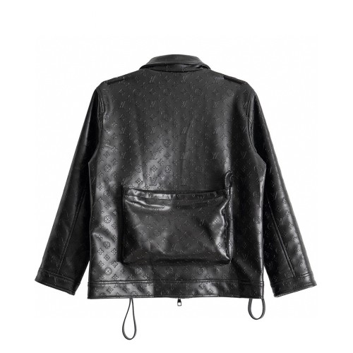 (Customization takes 4-5 days)Three-dimensional embossed multi-pocket leather jacket