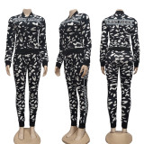 Leopard print digital fashion two piece set