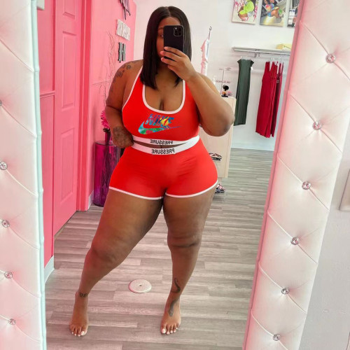 Fashion Casual Sexy Letter Print Swimsuit Two Piece Plus Size Women's Clothing