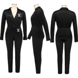 Plus Size Lapel Lapel Solid Color Print Ladies Slim Fit Sexy Casual Suit
