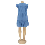 Large size dress fungus edge sleeveless summer mid-skirt T-shirt dress