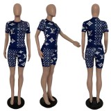 Casual fashion printing and dyeing summer two-piece set