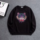 (Customization takes 4-5 days) Purple gold tiger head embroidery round neck couple plus velvet sweater (same style for men and women)