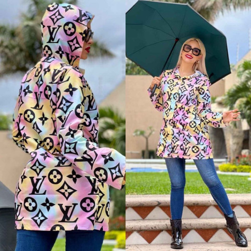 Women's Casual Colorful Contrast Sunscreen Hoodie