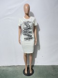 2022 women's fashion sexy casual printed short sleeved dress