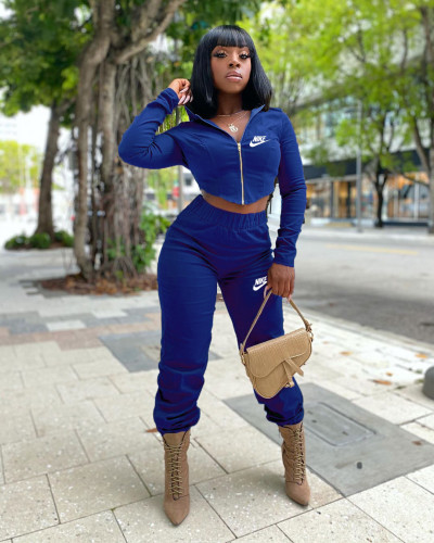 Fashion exposed navel Hoodie two piece set