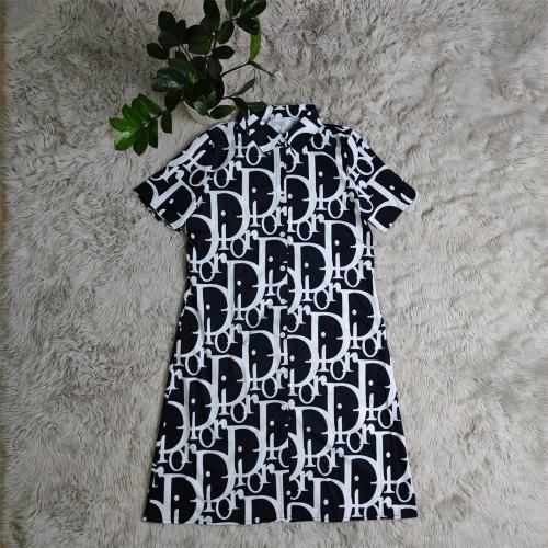 Short Sleeve Printed Shirt Dress (without belt)