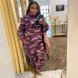 Fashion sports suit camouflage two piece set