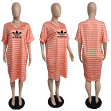 women's plus size striped print dress