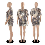 Trendy print camouflage print loose two-piece set