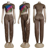 Printed short sleeve + trousers two-piece set
