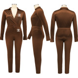 Plus Size Lapel Lapel Solid Color Print Ladies Slim Fit Sexy Casual Suit