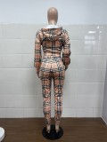 Leisure sports suit fashion lattice two-piece set(Add 3XL, 4XL)
