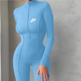 High waist solid casual sports Jumpsuit