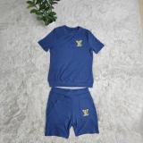 Solid Color Fashion Short Sleeve Shorts + Hot Drill Two-piece Set