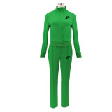 Long Sleeve Trousers Solid Color Characteristic Casual Sports Ladies Suit