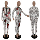 Fashion suit printing and dyeing two-piece set