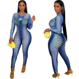 Fashion positioning printed one-piece pants with invisible zipper at the back Jumpsuits